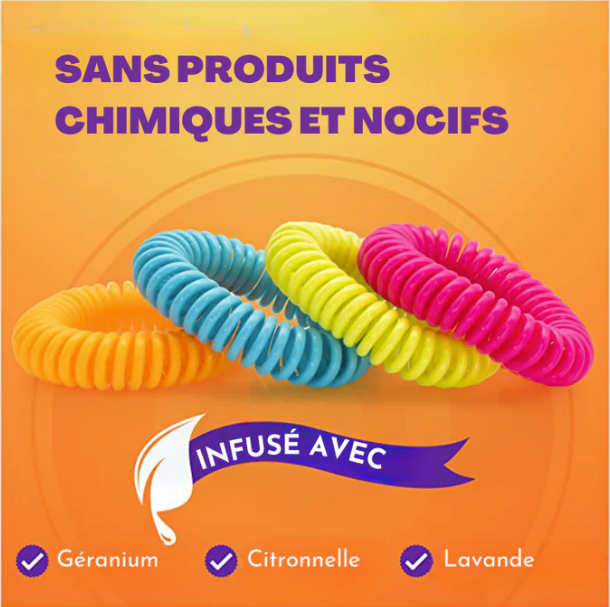 Lot de 10 Bracelets à la citronnelle anti-moustiques