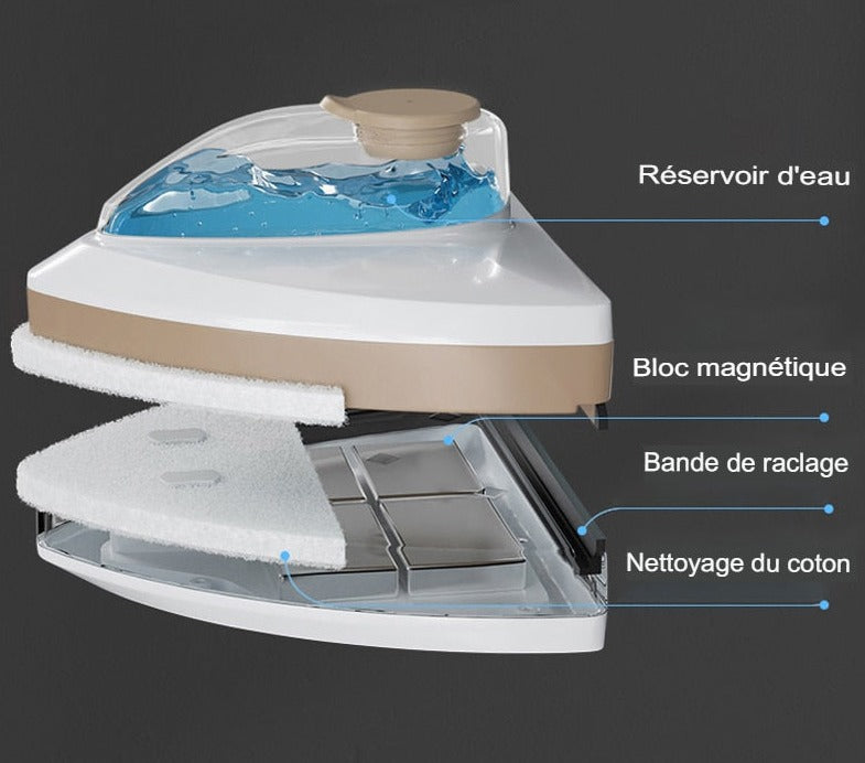 Lave-vitre magnétique double vitrage