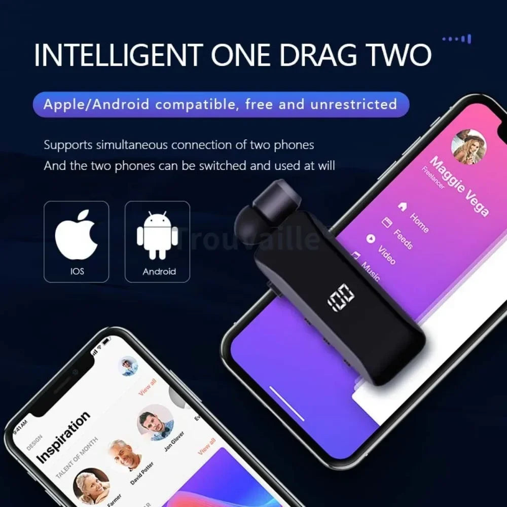 Kit Mains Libres Bluetooth avec Écouteurs rétractables