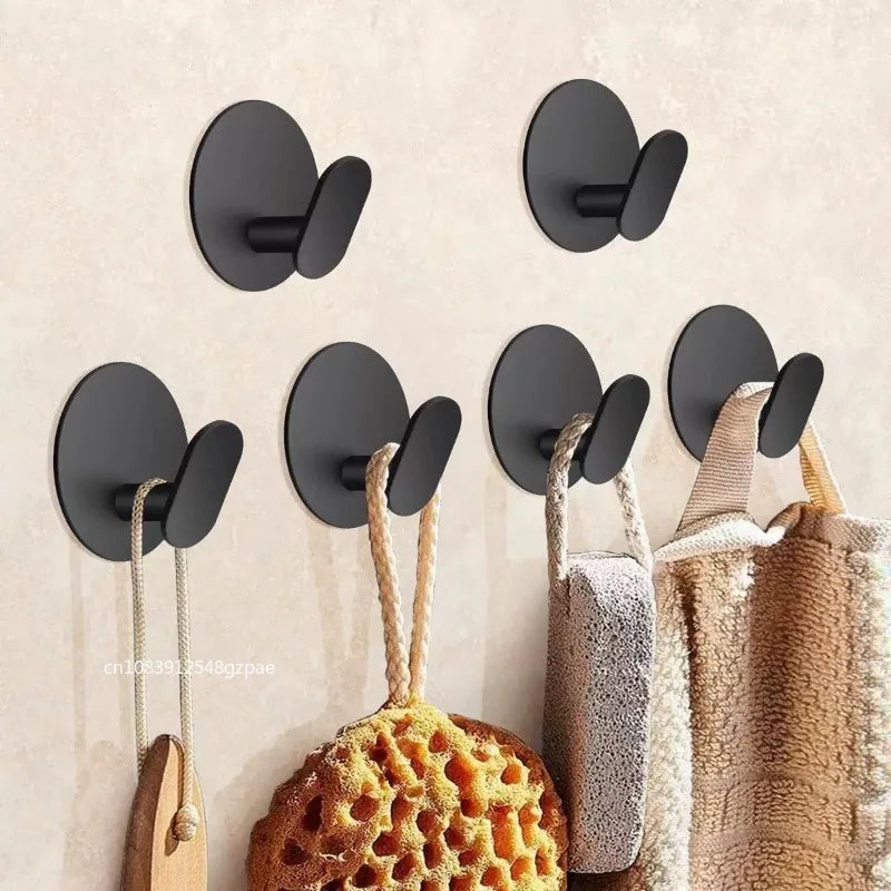 Lot de 8 crochets muraux auto-adhésifs noir mat — sans perçage