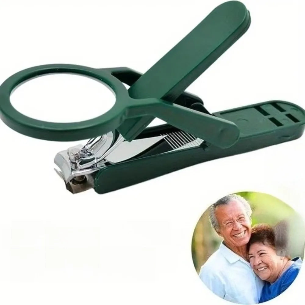 Coupe-Ongles avec Loupe Grossissante – Anti-Projections, Ergonomique & Précis – Pour Ongles Épais et Durs, Idéal Seniors