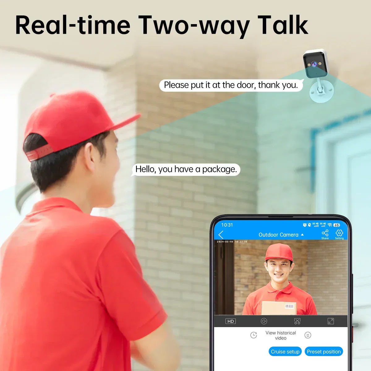 Mini Caméra WiFi 1080P Extérieur/Intérieur avec Vision Nocturne