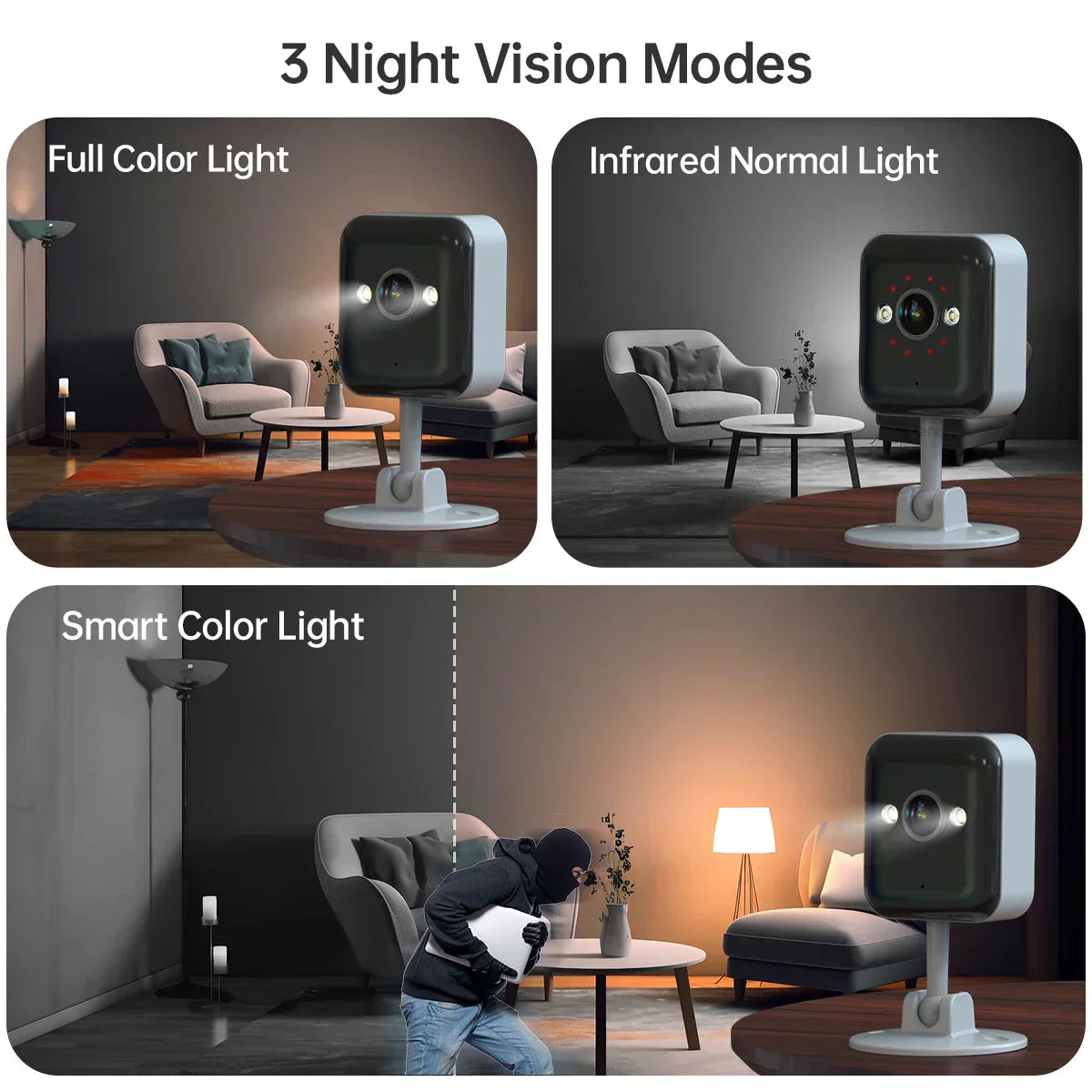 Mini Caméra WiFi 1080P Extérieur/Intérieur avec Vision Nocturne