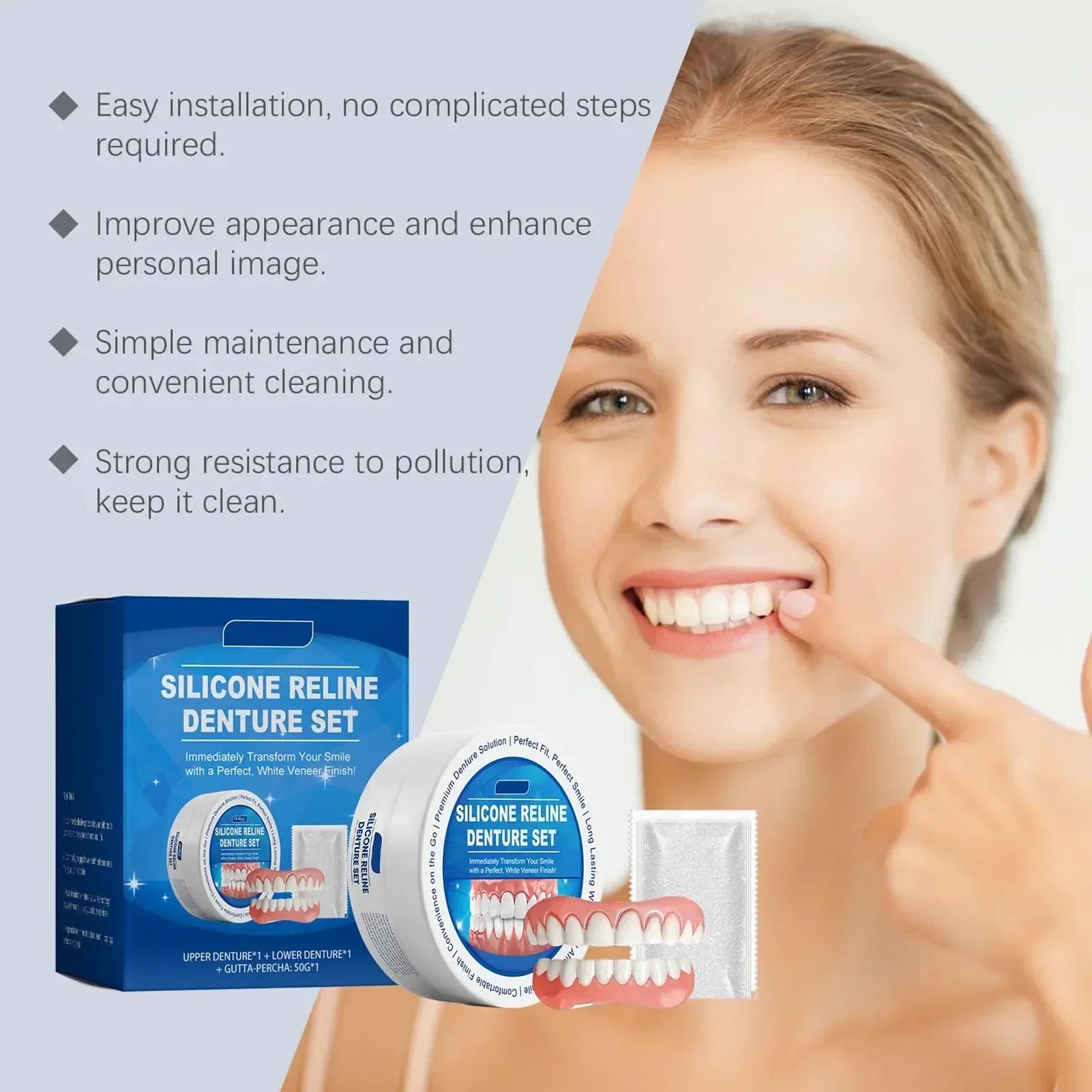 Kit de Prothèse Dentaire - Correction Instantanée du Sourire