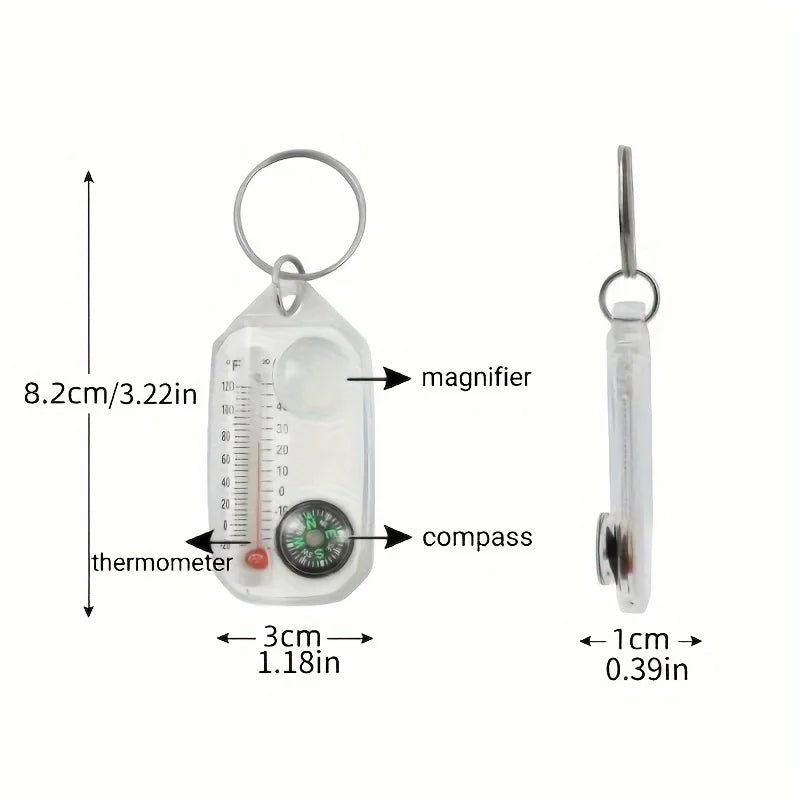 3-in-1 Multifunction Keychain: Compass, Thermometer, and Magnifying Glass - BUY 1 GET 1 FREE