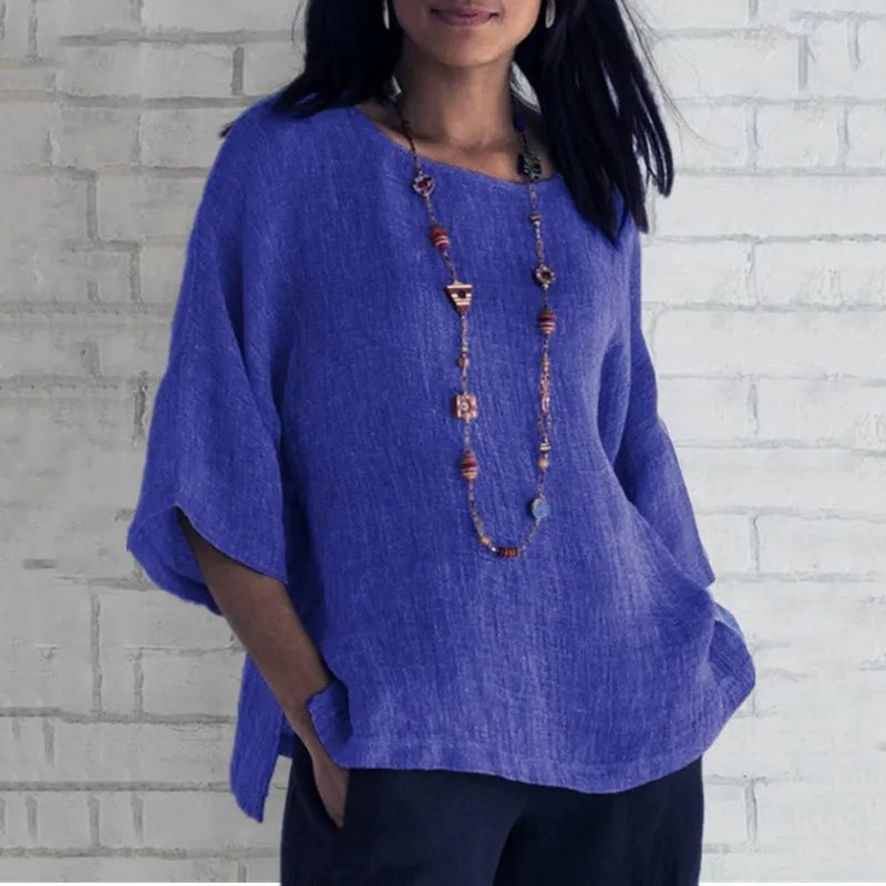 Blouse en Coton & Lin Manches 3/4 - Casual Women Spring 2026