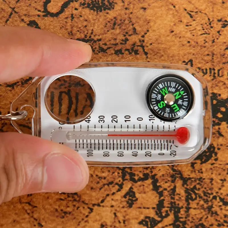 3-in-1 Multifunction Keychain: Compass, Thermometer, and Magnifying Glass - BUY 1 GET 1 FREE