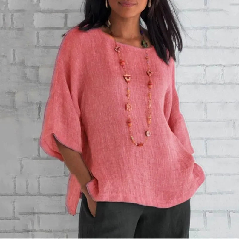 Blouse en Coton & Lin Manches 3/4 - Casual Women Spring 2026