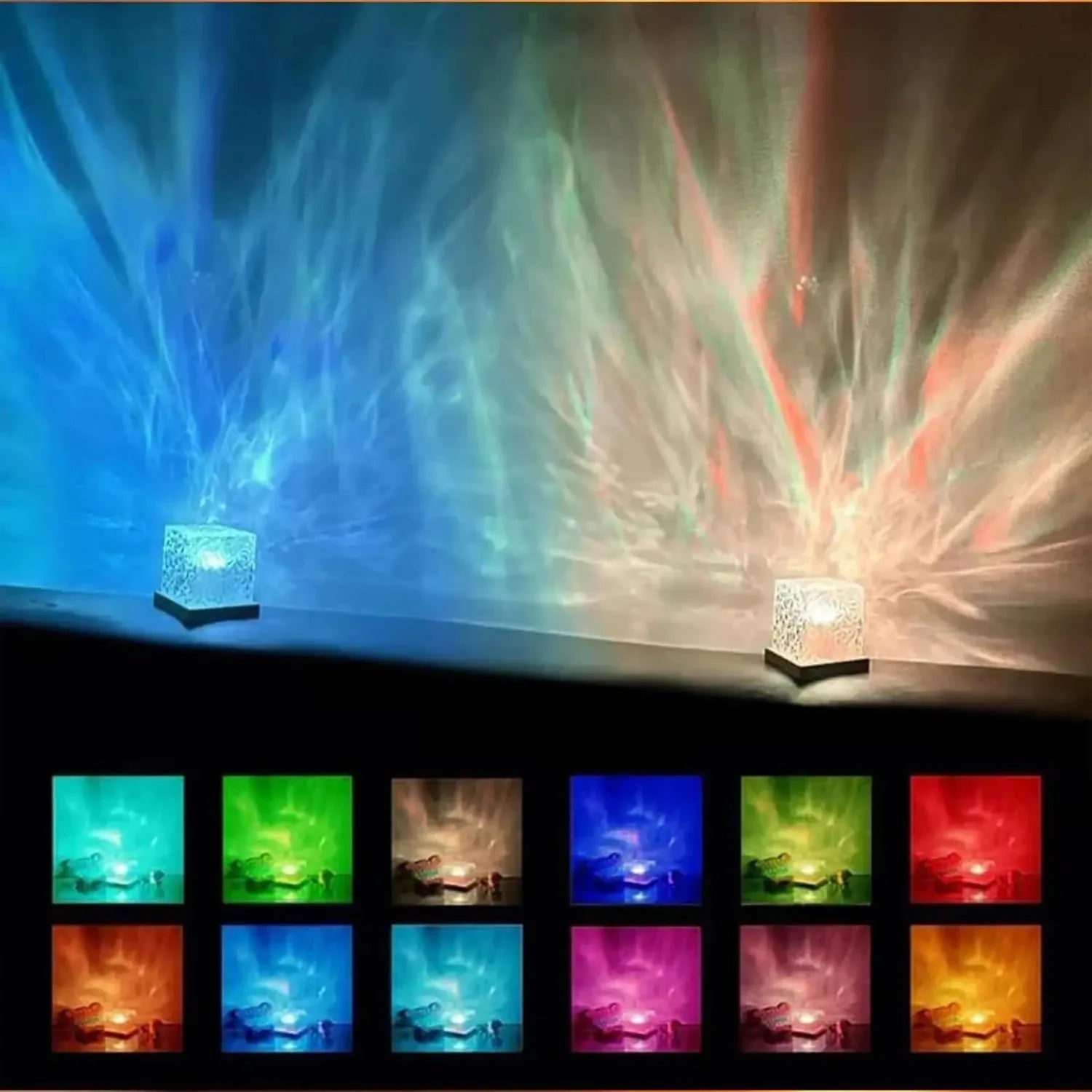 Lampe Projecteur Effet Vague Océan LED 16 Couleurs — Rotation Dynamique, Télécommande