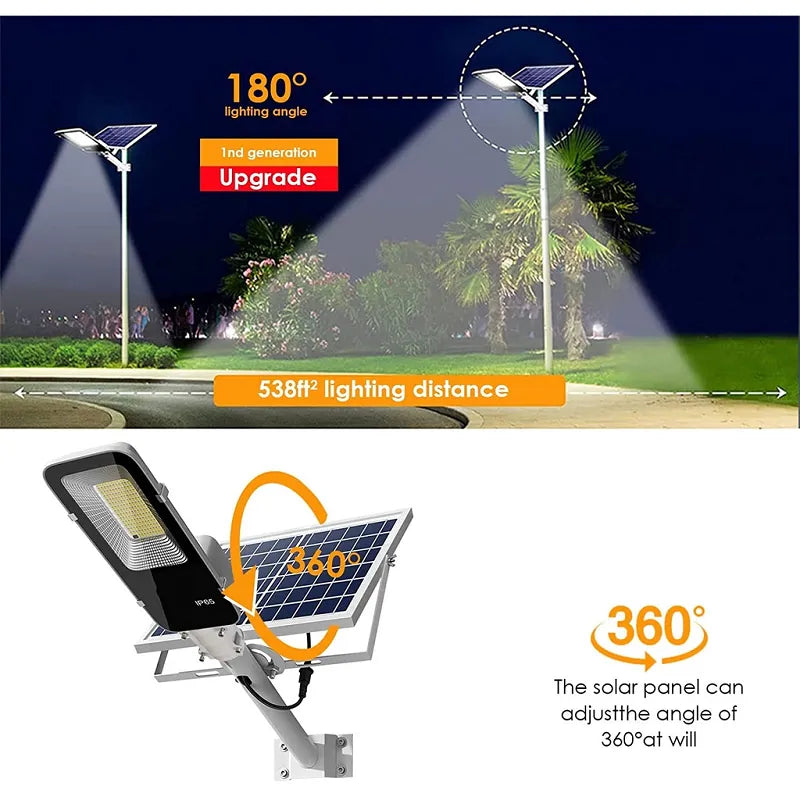 Réverbère Solaire LED 200W avec Télécommande