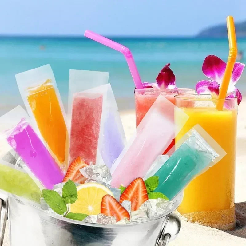 Lot de 100 Sachets à Glaces à l'Eau Maison Jetables avec Fermeture Zip + Entonnoir OFFERT