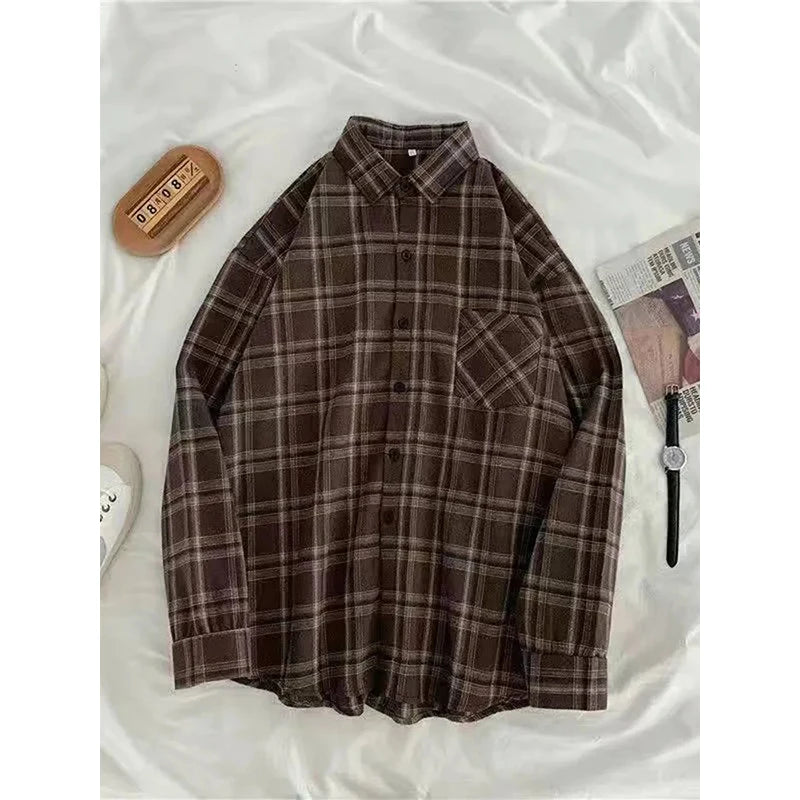 Chemise à Carreaux Oversize Femme – Couleurs Automnales