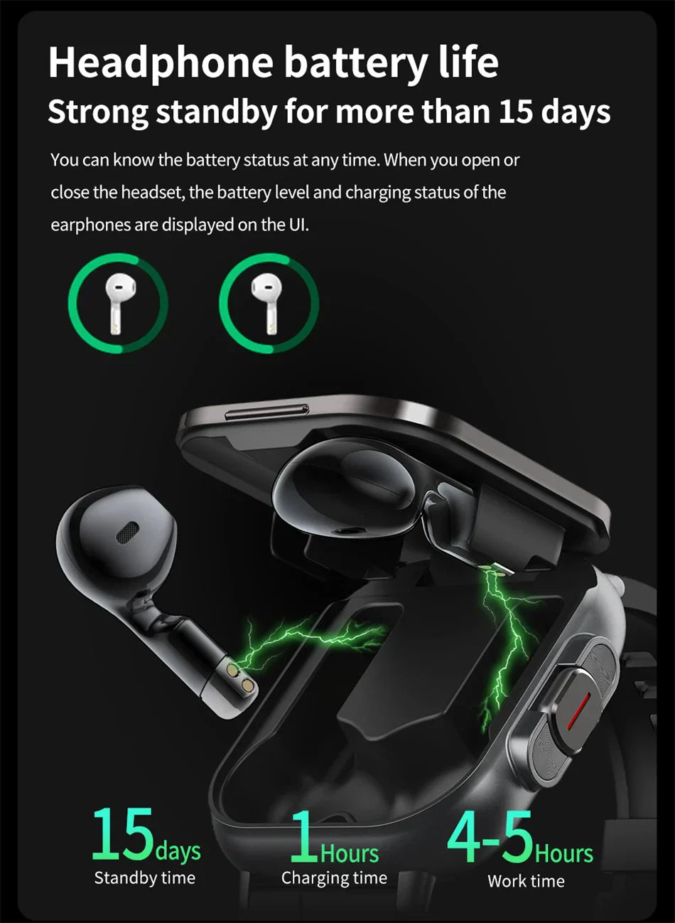 Montre intelligente connectée 2 en 1 avec écouteurs + Bracelet OFFERT
