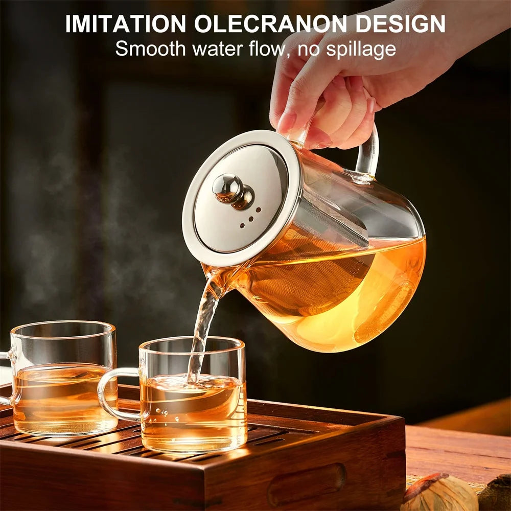 Théière en Verre Borosilicate – Résistante à la Chaleur avec Infuseur Amovible en Acier Inoxydable