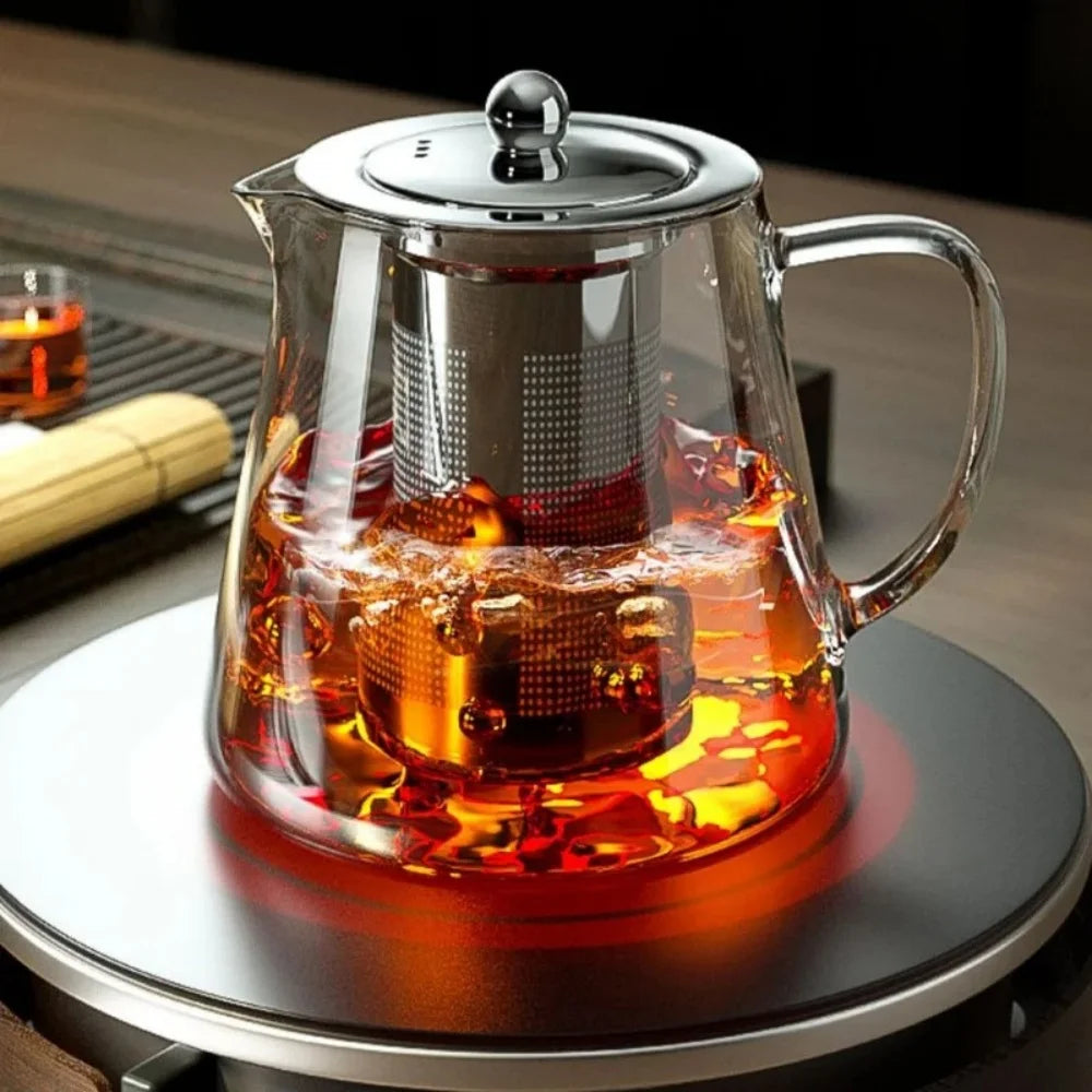 Théière en Verre Borosilicate – Résistante à la Chaleur avec Infuseur Amovible en Acier Inoxydable