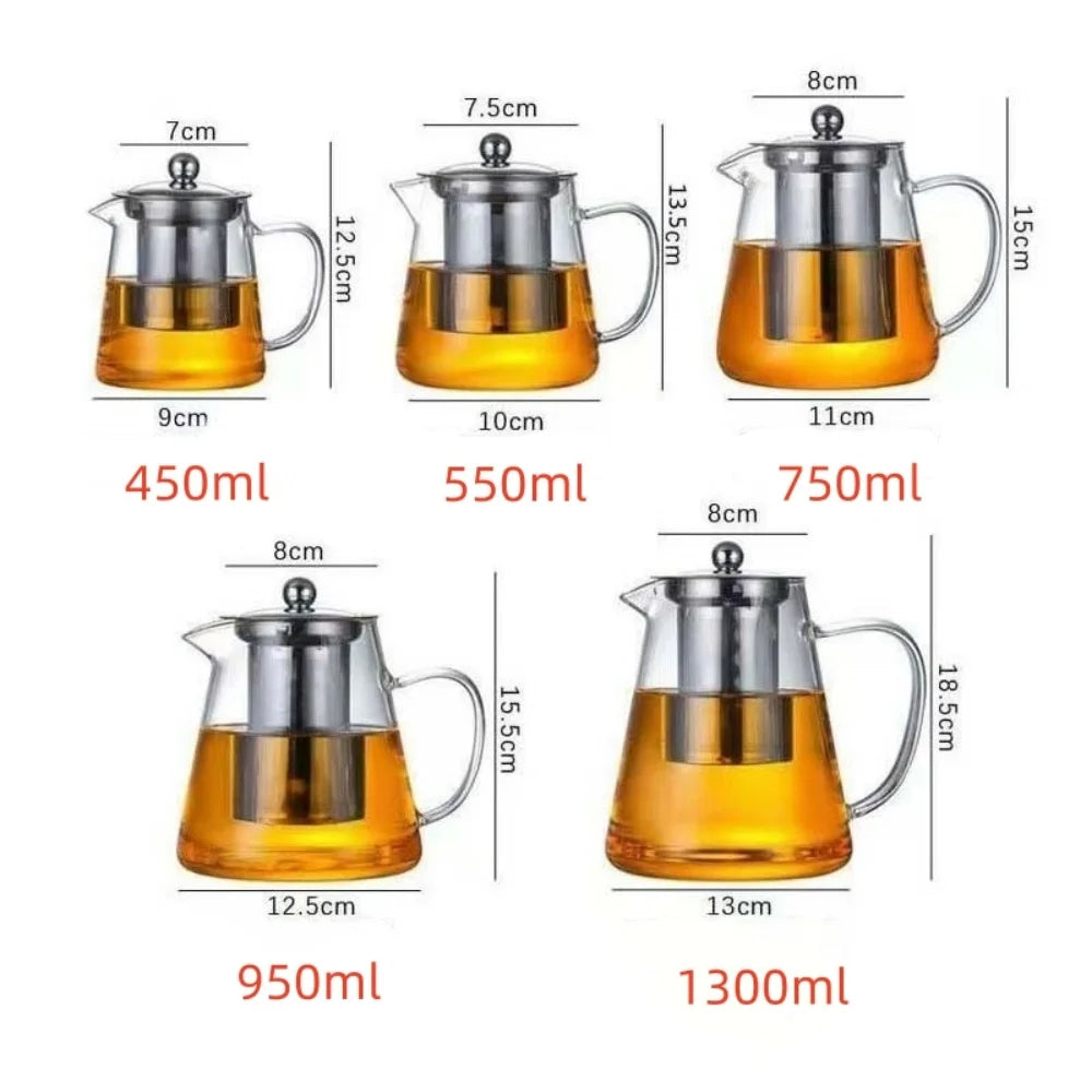 Théière en Verre Borosilicate – Résistante à la Chaleur avec Infuseur Amovible en Acier Inoxydable