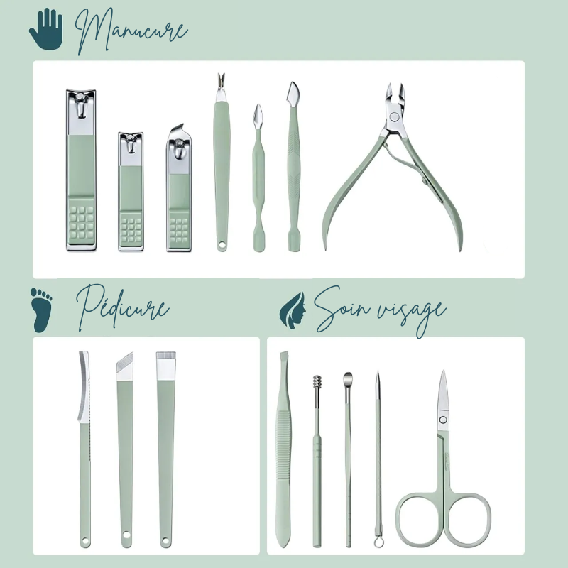 Kit coupe ongles professionnel portable - 16PCS