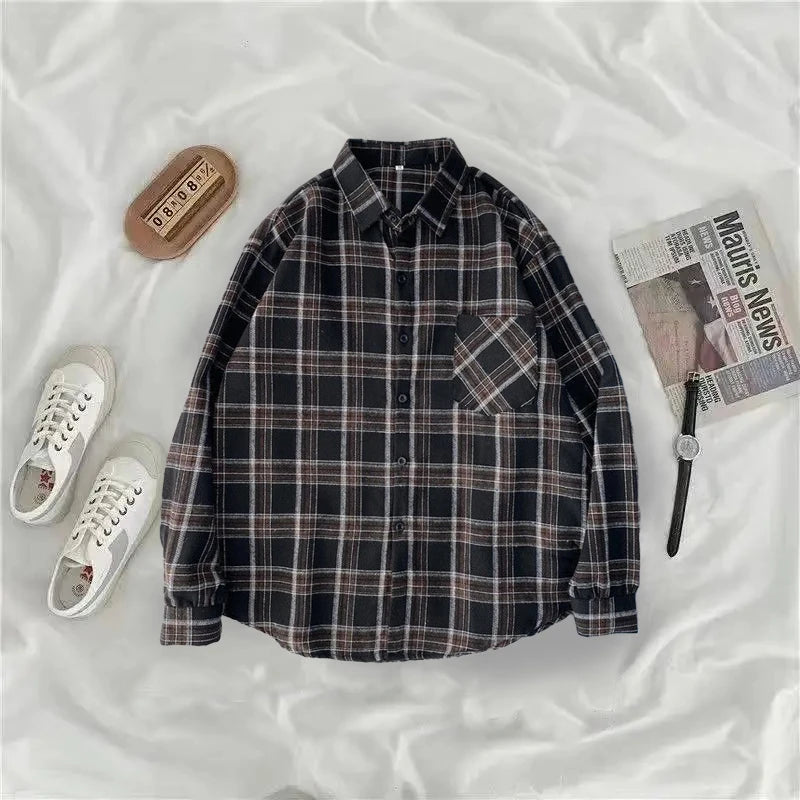 Chemise à Carreaux Oversize Femme – Couleurs Automnales