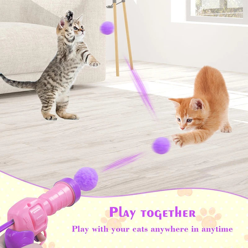 Pistolet Lance-Balles pour Chat – Jouet Interactif à Balles Rebondissantes – 100 Balles OFFERTES