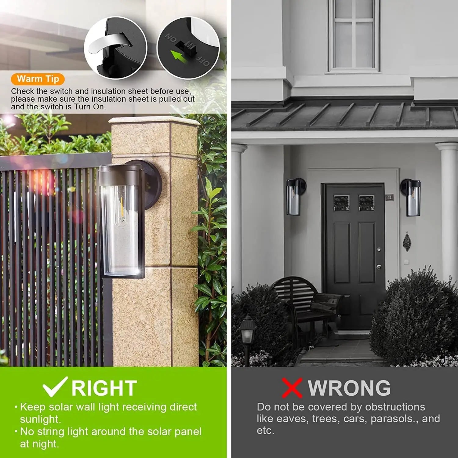 Lanterne Murale Solaire IP65 Automatique - Jardin & Terrasse