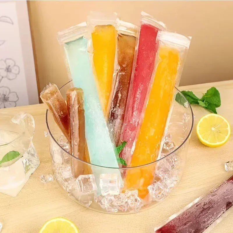Lot de 100 Sachets à Glaces à l'Eau Maison Jetables avec Fermeture Zip + Entonnoir OFFERT