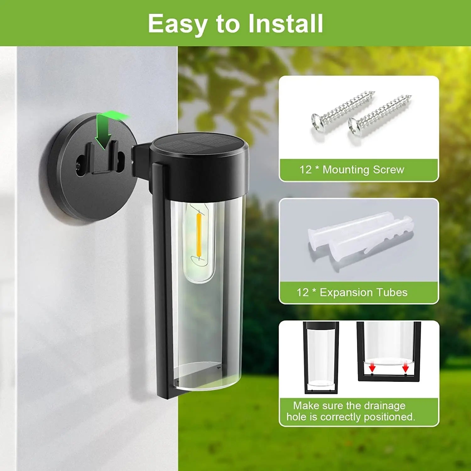 Lanterne Murale Solaire IP65 Automatique - Jardin & Terrasse