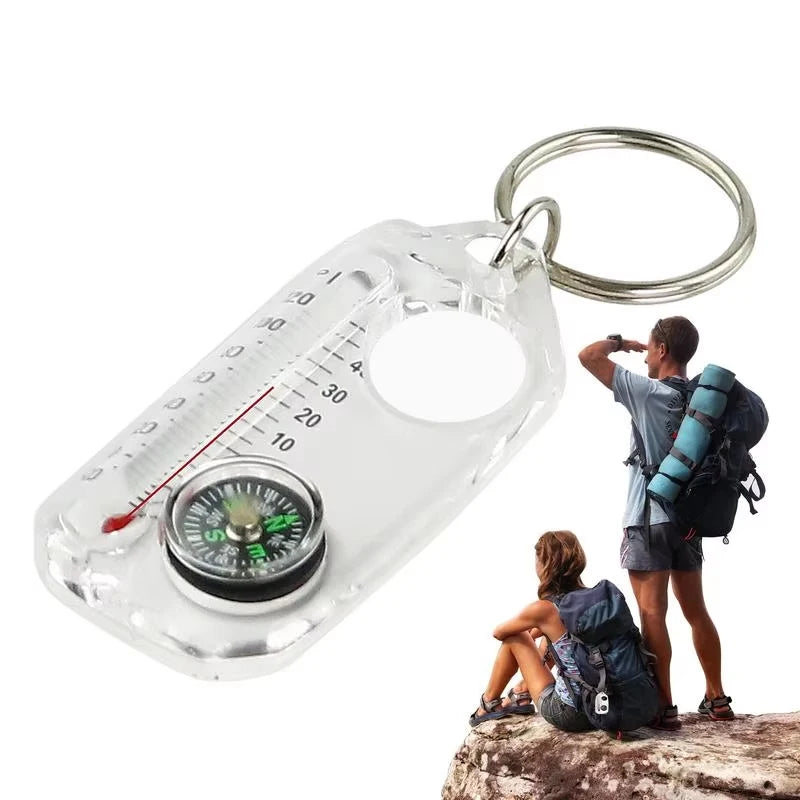 3-in-1 Multifunction Keychain: Compass, Thermometer, and Magnifying Glass - BUY 1 GET 1 FREE