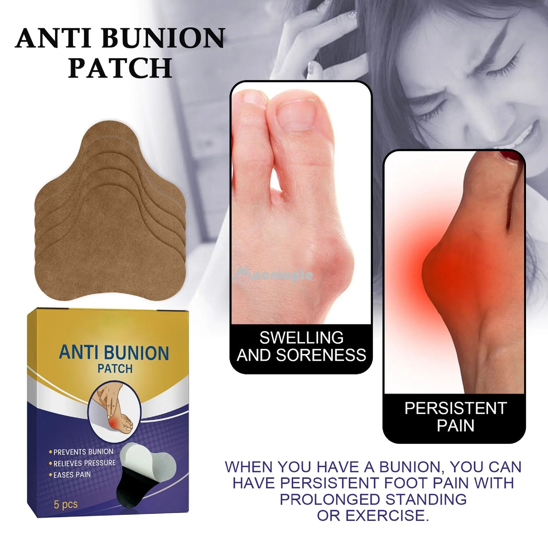 Lot de 12Patchs pour traitement d'hallux valgus