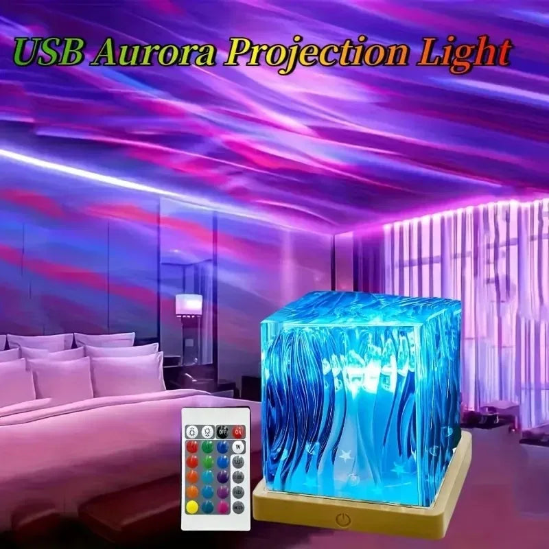 Lampe Projecteur Effet Vague Océan LED 16 Couleurs — Rotation Dynamique, Télécommande
