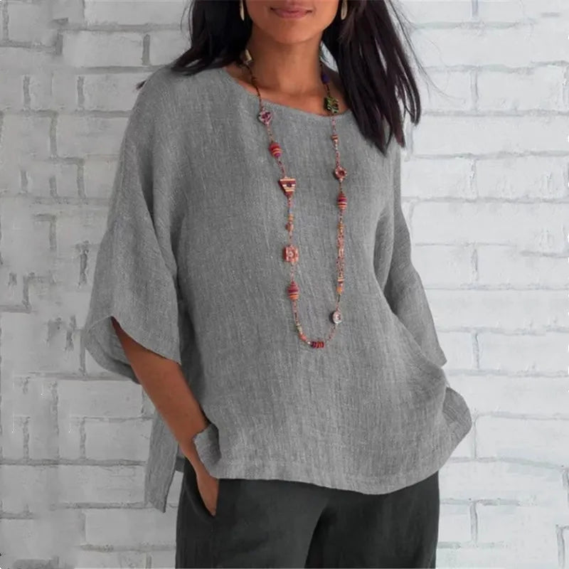 Blouse en Coton & Lin Manches 3/4 - Casual Women Spring 2026
