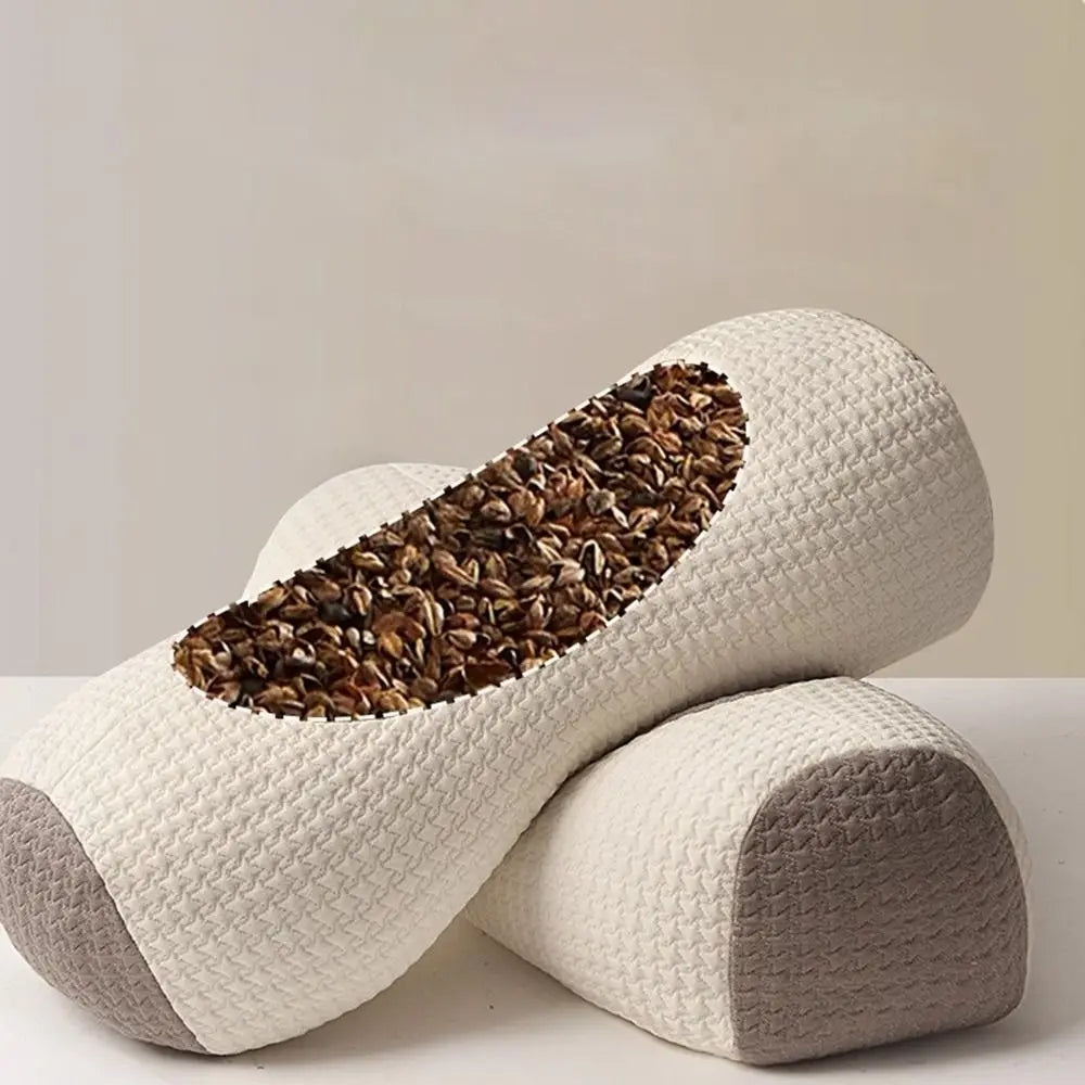 Oreiller Cervical en Sarrasin Respirant – Soutien Ergonomique du Cou et de la Colonne