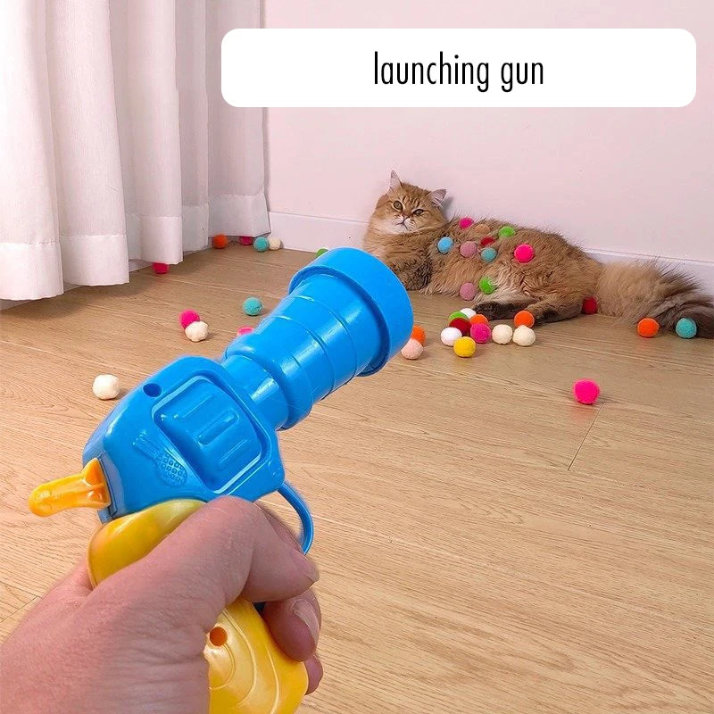 Pistolet Lance-Balles pour Chat – Jouet Interactif à Balles Rebondissantes – 100 Balles OFFERTES