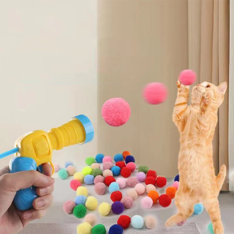 Pistolet Lance-Balles pour Chat – Jouet Interactif à Balles Rebondissantes – 100 Balles OFFERTES