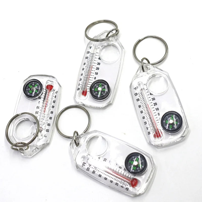3-in-1 Multifunction Keychain: Compass, Thermometer, and Magnifying Glass - BUY 1 GET 1 FREE