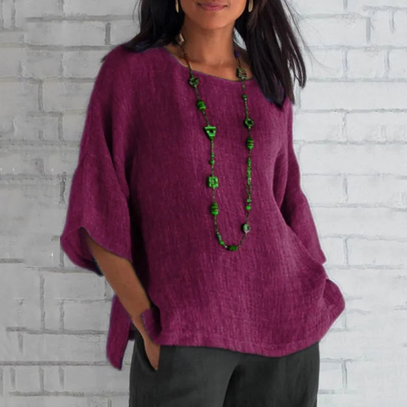 Blouse en Coton & Lin Manches 3/4 - Casual Women Spring 2026
