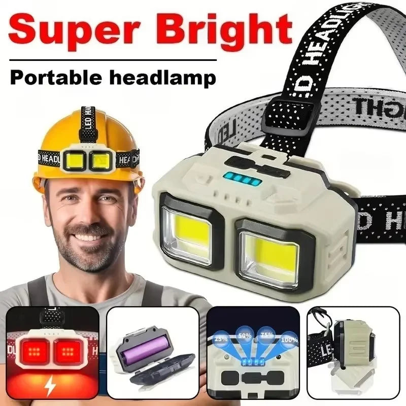 Lampe Frontale LED COB Rechargeable à Capteur - Idéale pour Camping & Cyclisme