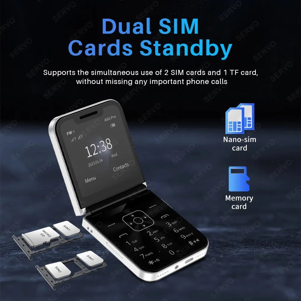 Téléphone Portable Pliable Servo A50 pro Flip - Dual Sim & Flash