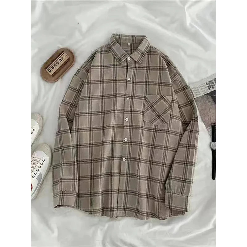 Chemise à Carreaux Oversize Femme – Couleurs Automnales