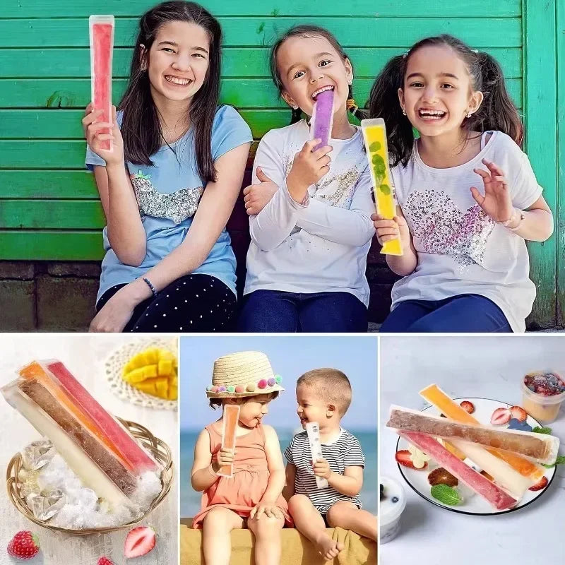 Lot de 100 Sachets à Glaces à l'Eau Maison Jetables avec Fermeture Zip + Entonnoir OFFERT