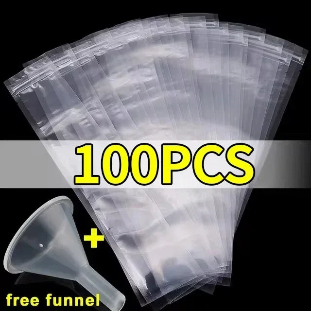 Lot de 100 Sachets à Glaces à l'Eau Maison Jetables avec Fermeture Zip + Entonnoir OFFERT