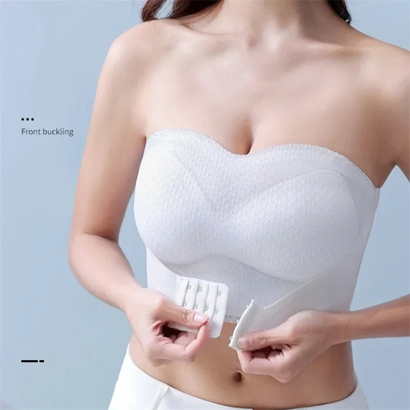 Soutien-gorge push-up sexy sans bretteles avec fermeture avant