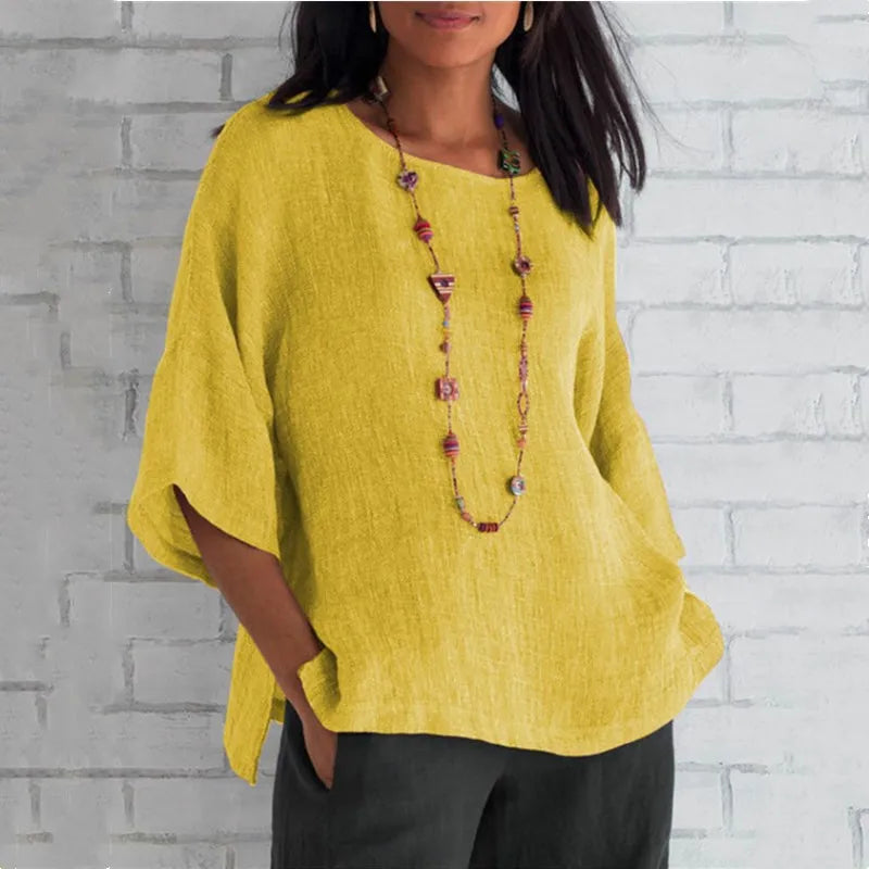 Blouse en Coton & Lin Manches 3/4 - Casual Women Spring 2026