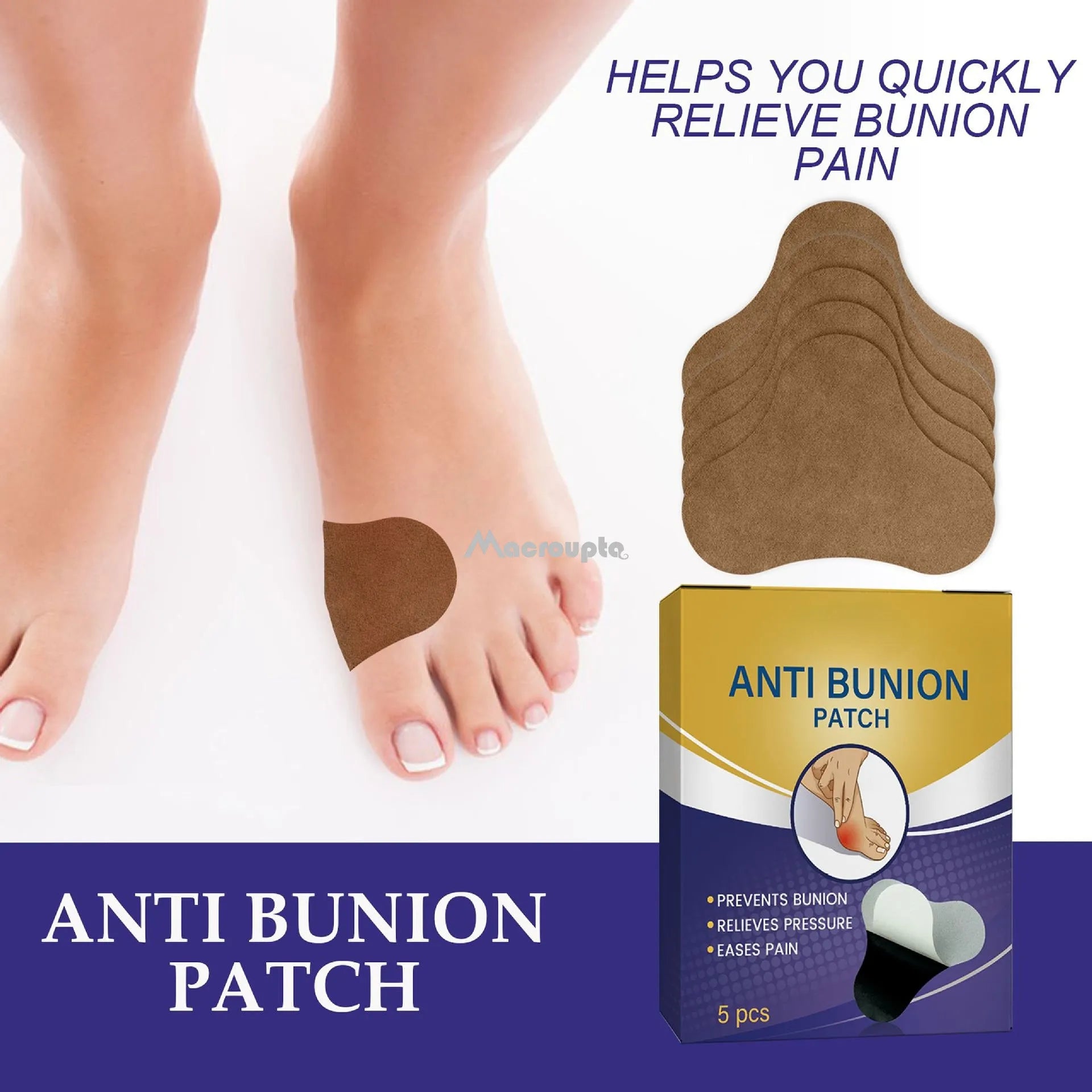 Lot de 12Patchs pour traitement d'hallux valgus