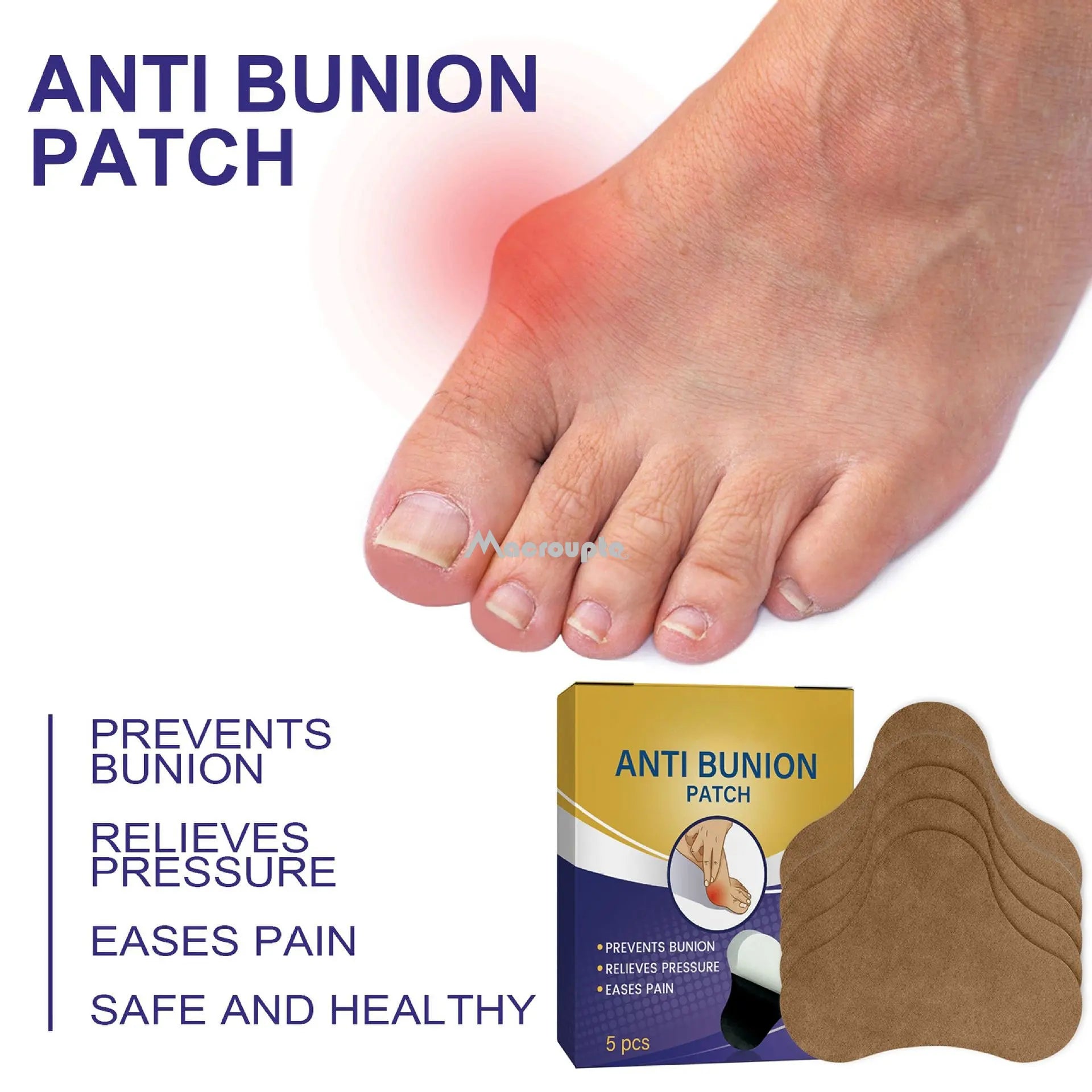 Lot de 12Patchs pour traitement d'hallux valgus